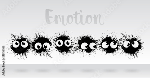 Emirates. A set of blots with eyes, with different emotions.