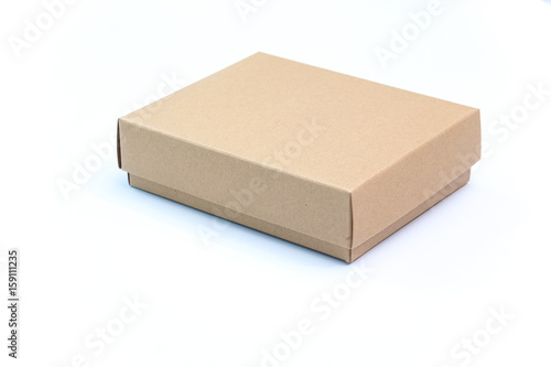 Empty craft paper cardboard box isolated on a white © themorningglory