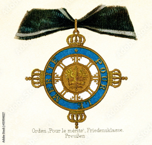 Civil class of order Pour le Mérite, Prussia (from Meyers Lexikon, 1896, 13/222/223) photo