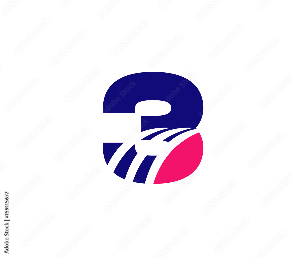 Number three 3 logo symbol design template elements
Number three 3 logo symbol design template elements