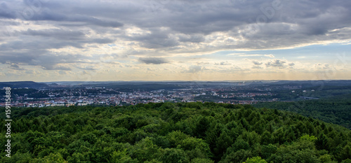 Panorama über Saarbrücken Richtung Völklingen und Frankreich