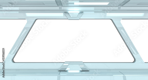 Fototapeta Naklejka Na Ścianę i Meble -  Spaceship white corridor 3D rendering