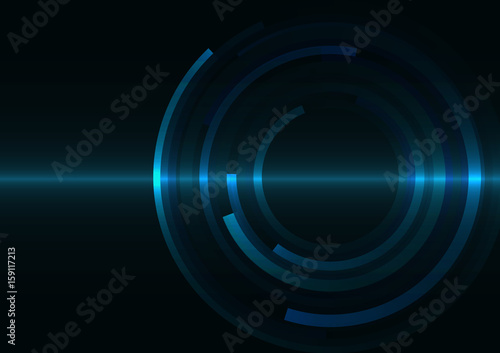 blue circle technology abstract background, round overlap digital template, vector illustration