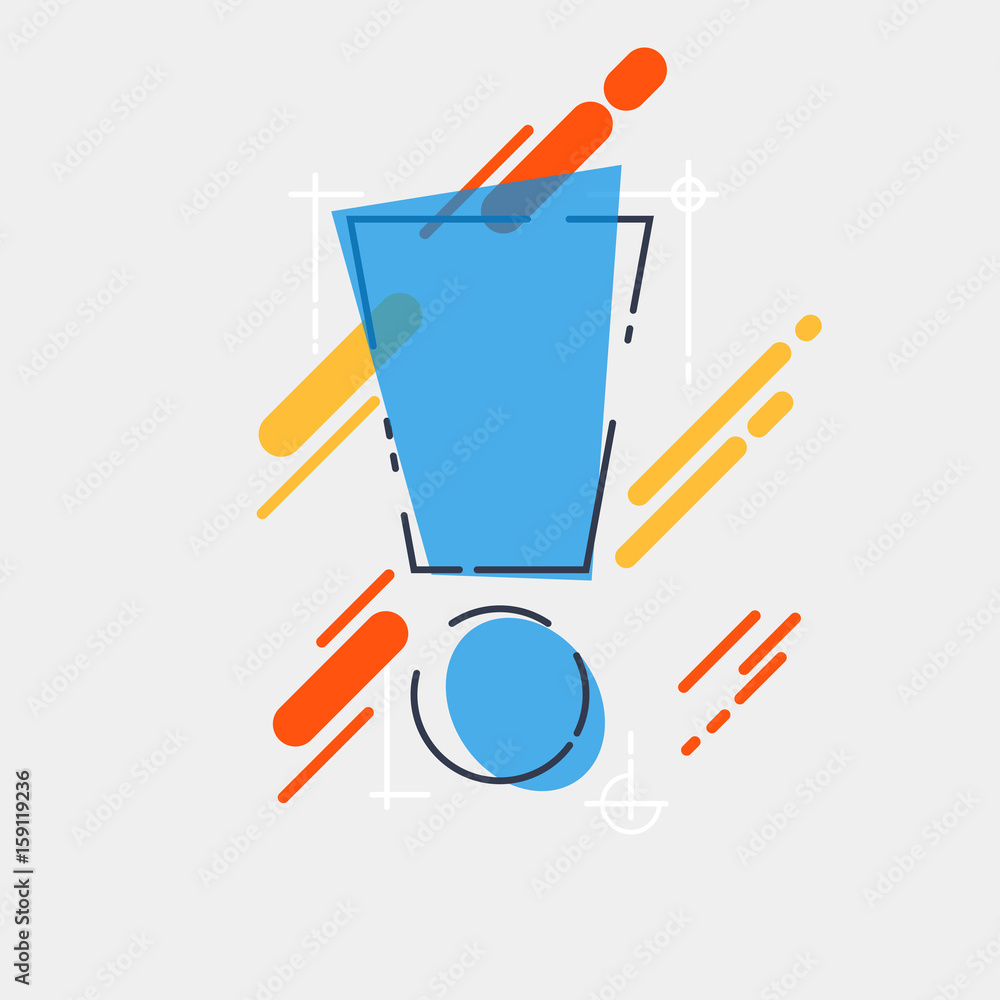 Trendy geometric vector exclamation mark retro poster design style vector illustration Trendy geometric vector exclamation mark retro poster design style vector illustration