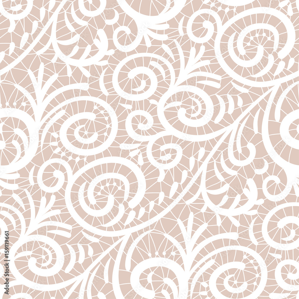 Fototapeta premium Seamless vector lace pattern. White vintage ornament.