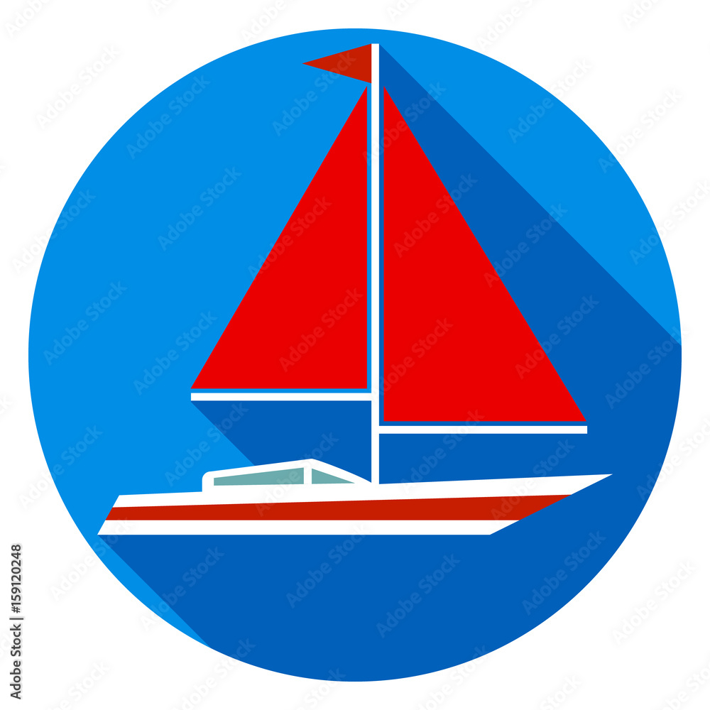 Yacht with red sails Yacht with red sails