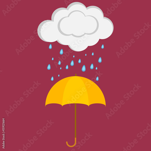 The rain drips onto the umbrella