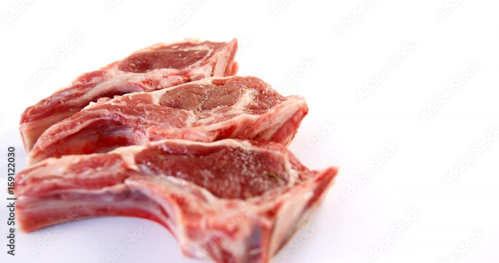 Three beef chops on white background Three beef chops on white background