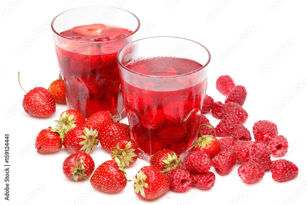 Glasses of drink with berries Glasses of drink with berries