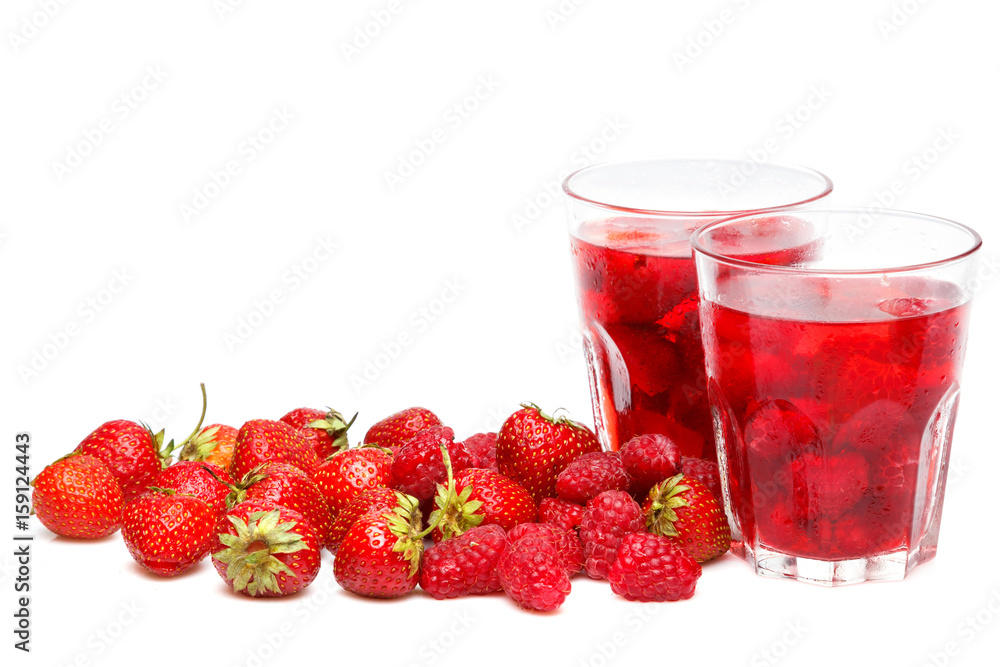 Glasses of drink with berries Glasses of drink with berries
