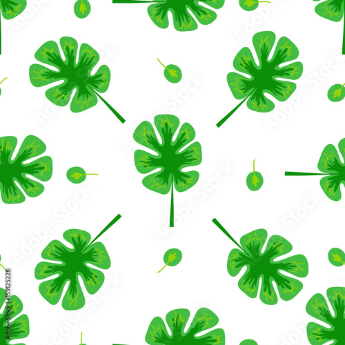 Seamless pattern leaves vector illustration nature design floral summer plant...
