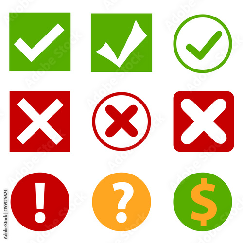 Green tick and red cross