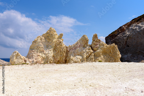 Scenic rock formation, Firopotamos Bay. Milos, Cyclades Islands, Greece