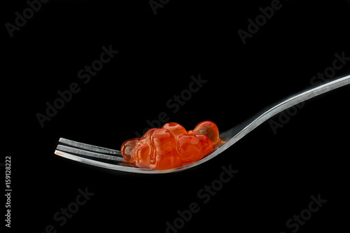 Obraz na płótnie The fork with red caviar w salonie