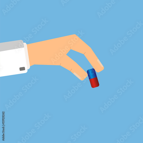 Doctor giving medicine pill. Healthcare concept. Vector illustration.