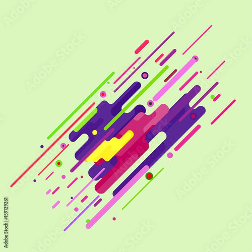 Modern hipster style abstraction made with different style lines and shapes. Colorful bright abstract graphic element. Vivid stylish futuristic arrangement composition