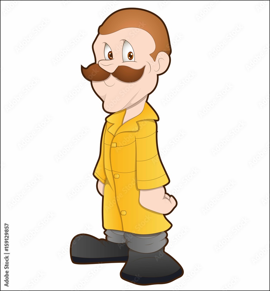 Obraz premium Cartoon man in a yellow suit