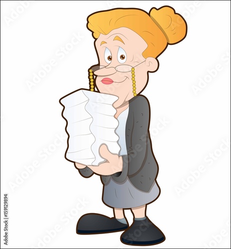 Cartoon teacher with textbooks