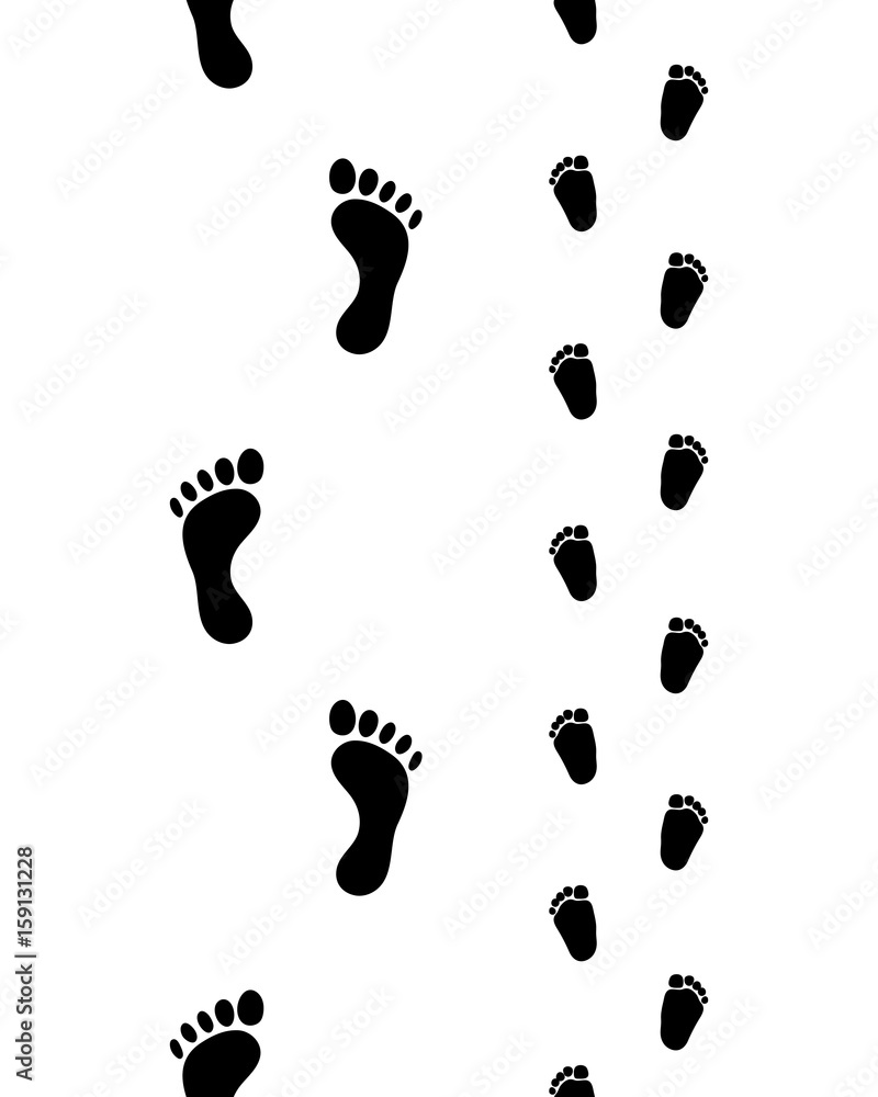 Trail of human and baby bare feet, seamless wallpaper Trail of human and baby bare feet, seamless wallpaper