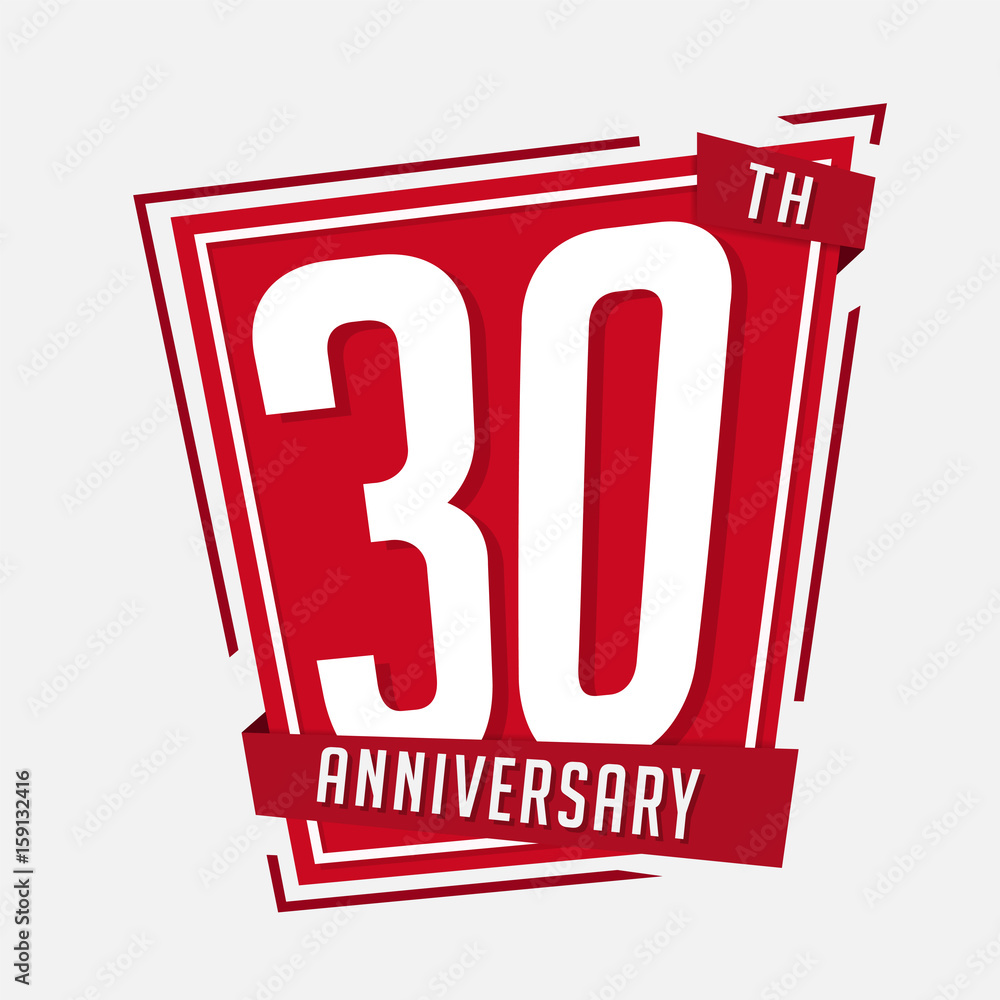 30 years anniversary design template. Vector and illustration.