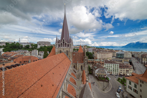 Wallpaper Mural Lausanne Cathedral exterior and the City skyline Torontodigital.ca