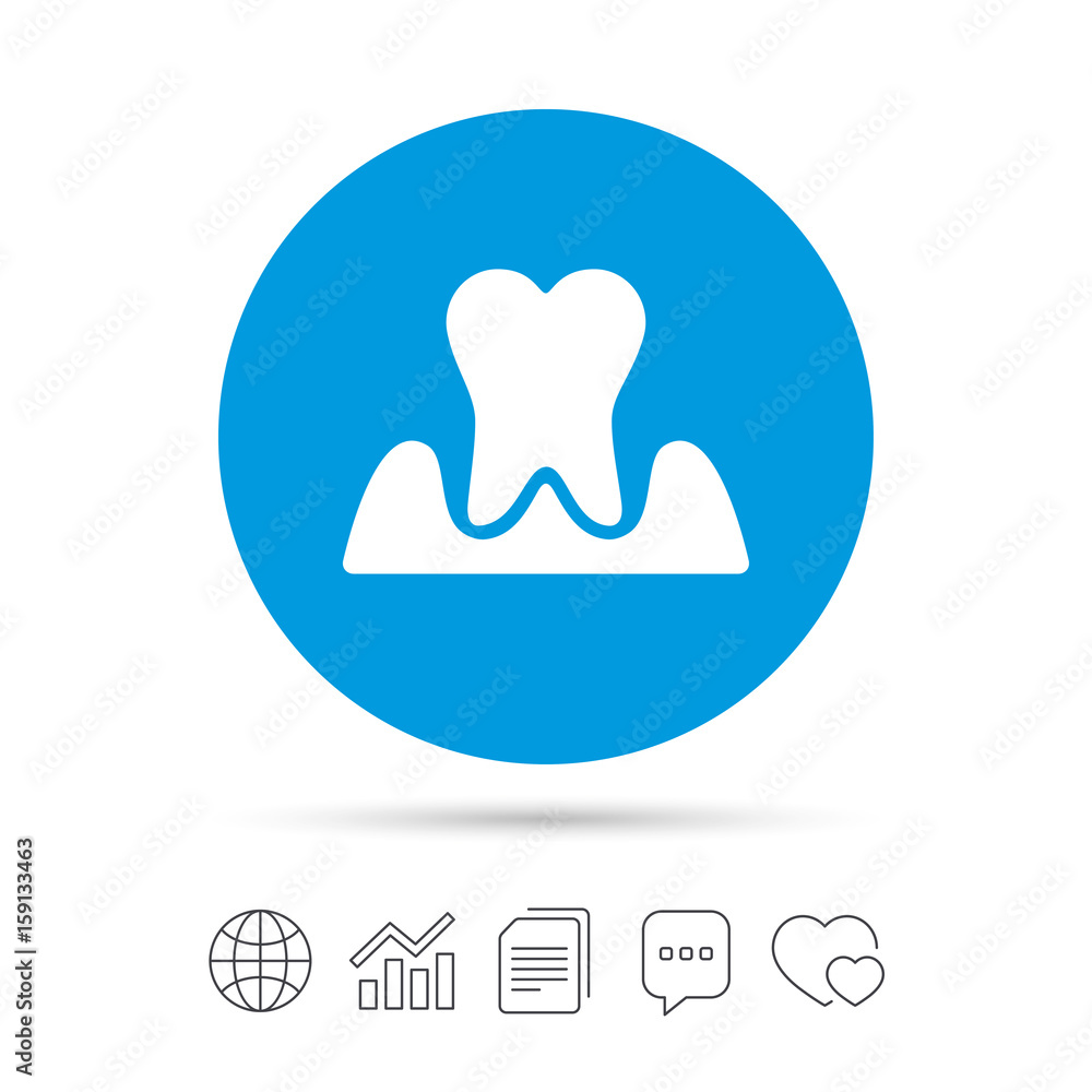 Parodontosis tooth sign icon. Dental care symbol. Parodontosis tooth sign icon. Dental care symbol.