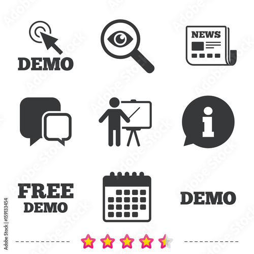 Demo with cursor icon. Presentation billboard.