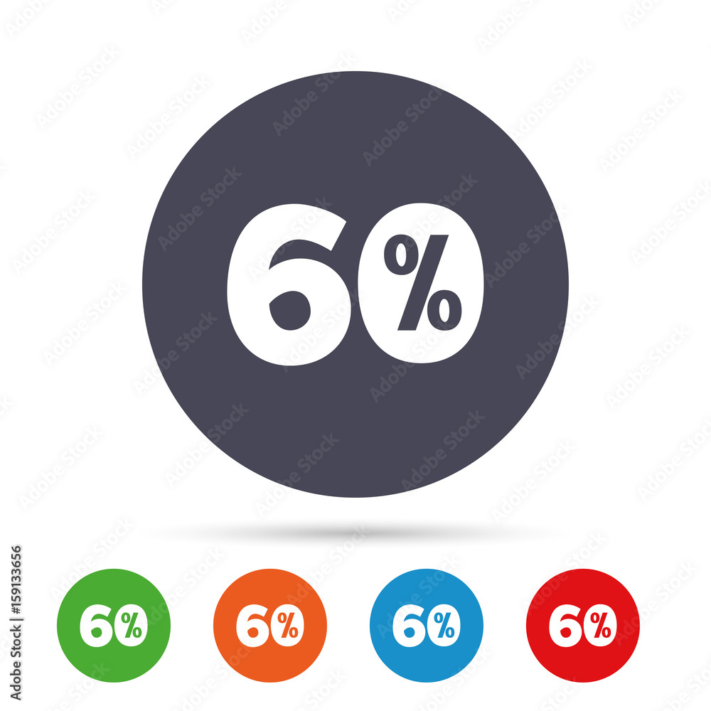 60 percent discount sign icon. Sale symbol. 60 percent discount sign icon. Sale symbol.