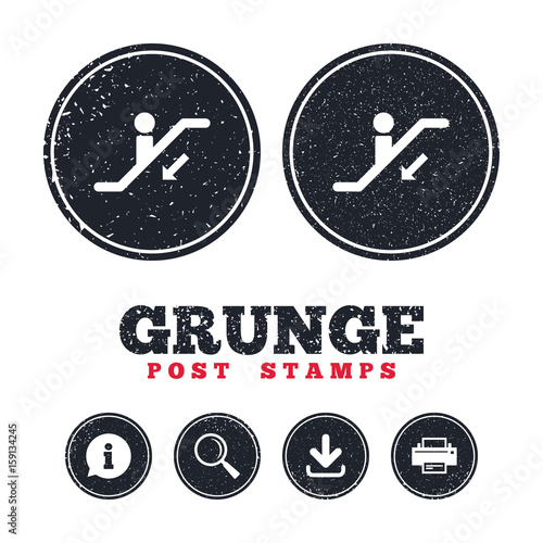 Escalator staircase icon. Elevator moving stair.