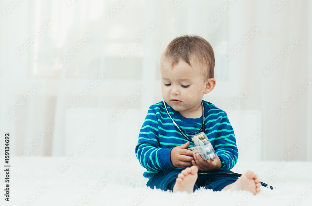 Boy with tablets in hands Boy with tablets in hands