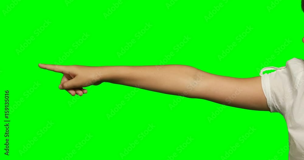 Person making hand gesture against green screen background Person making hand gesture against green screen background