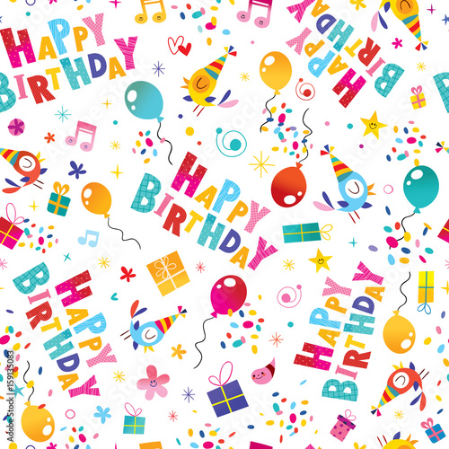 Happy birthday wrapping paper seamless pattern