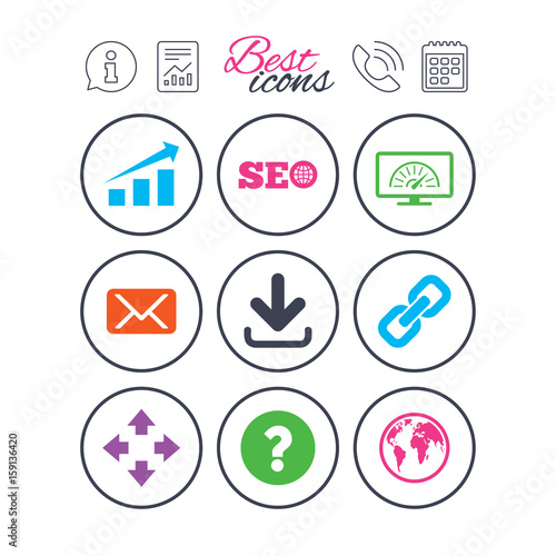 Internet, seo icons. Bandwidth speed sign.