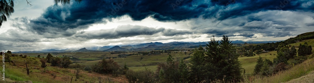 Lanscape of the Drakensberge near the city of Underberg during bad weather conditions