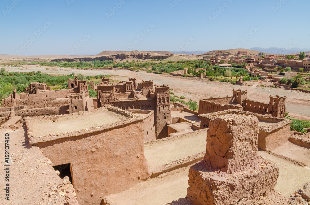 Ancient historical clay town Aid Ben Haddou where Gladiator and other movies were filmed, Morocco, North Africa