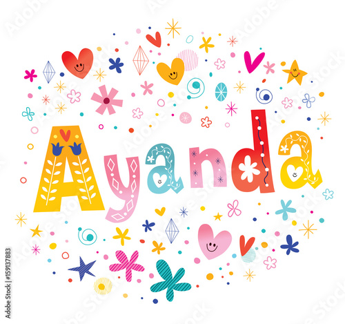 Ayanda girls name decorative lettering type design