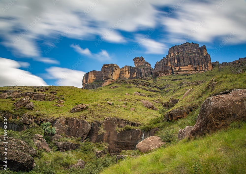 Rock formations of the Drakensberge at the Mkhomazi Wilderness area