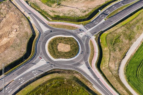 aerial view of roundabout in the city in the summer © mariusz szczygieł