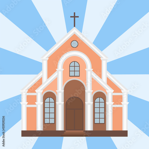 Cathedral catholic church temple traditional building landmark tourism vector illustration