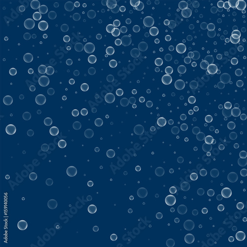 Soap bubbles. Random gradient scatter with soap bubbles on deep blue background. Vector illustration.