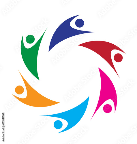Teamwork swoosh people logo