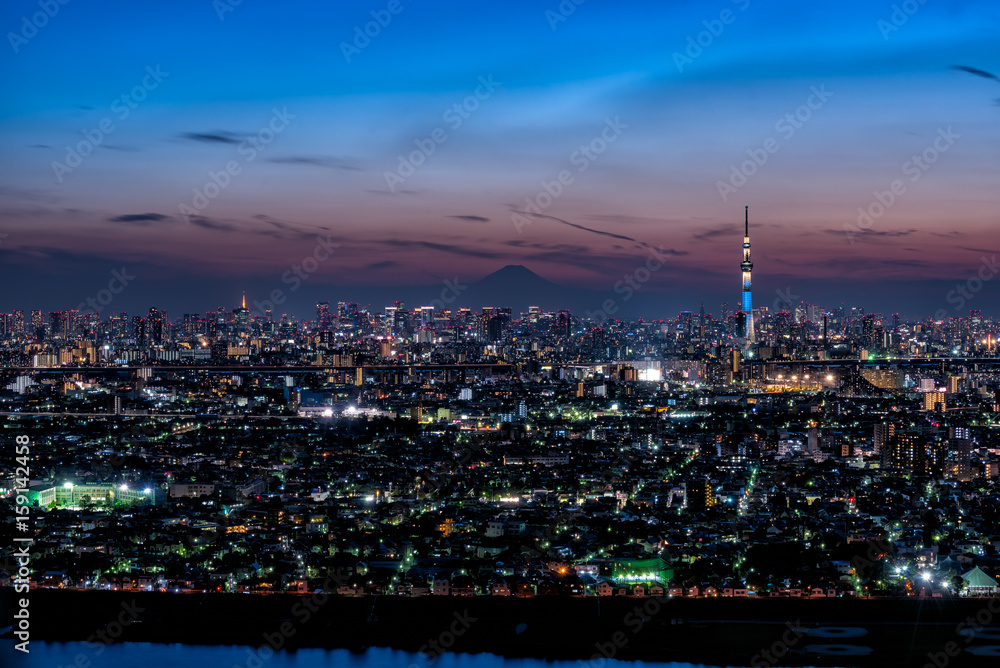 スカイツリーと東京都心の夜景