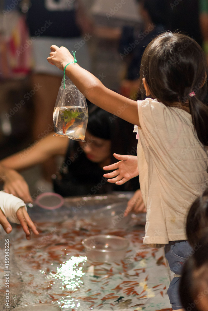 夏祭りの金魚すくい風景 Stock Photo Adobe Stock