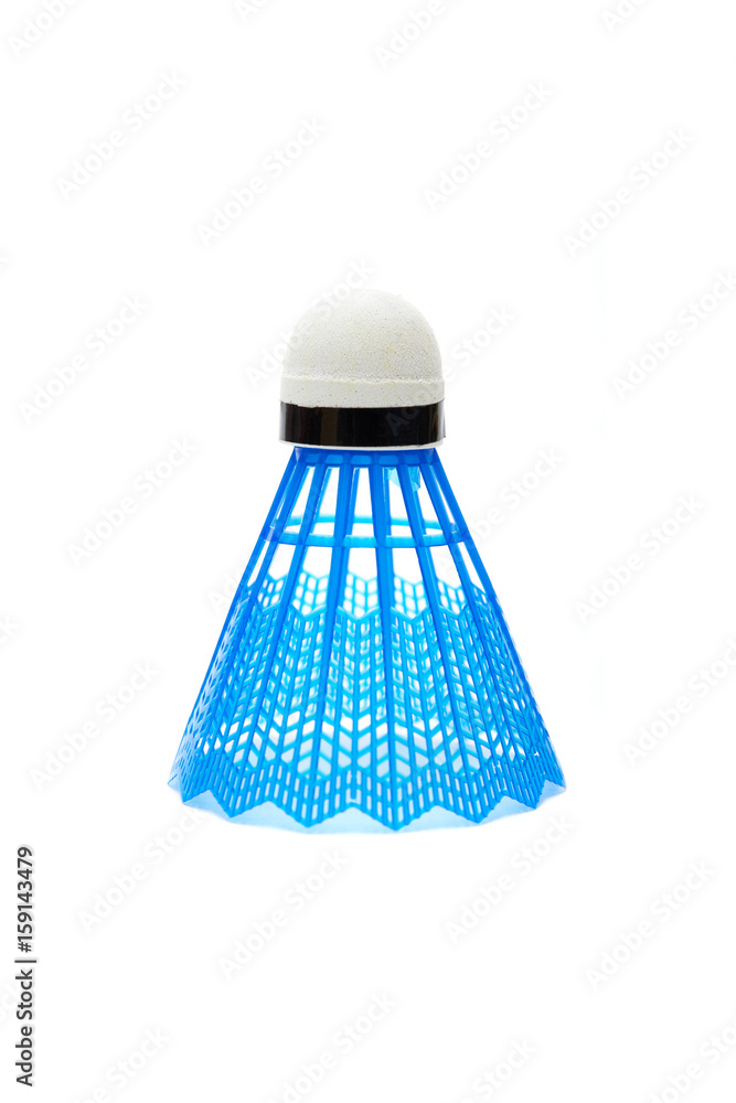 Blue badminton shuttlecock isolated on white background