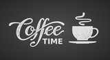 Coffee time. Lettering isolated on black background