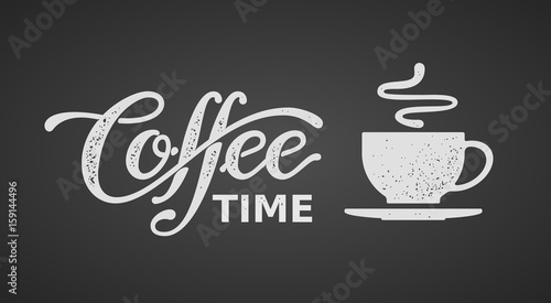Coffee time. Lettering isolated on black background