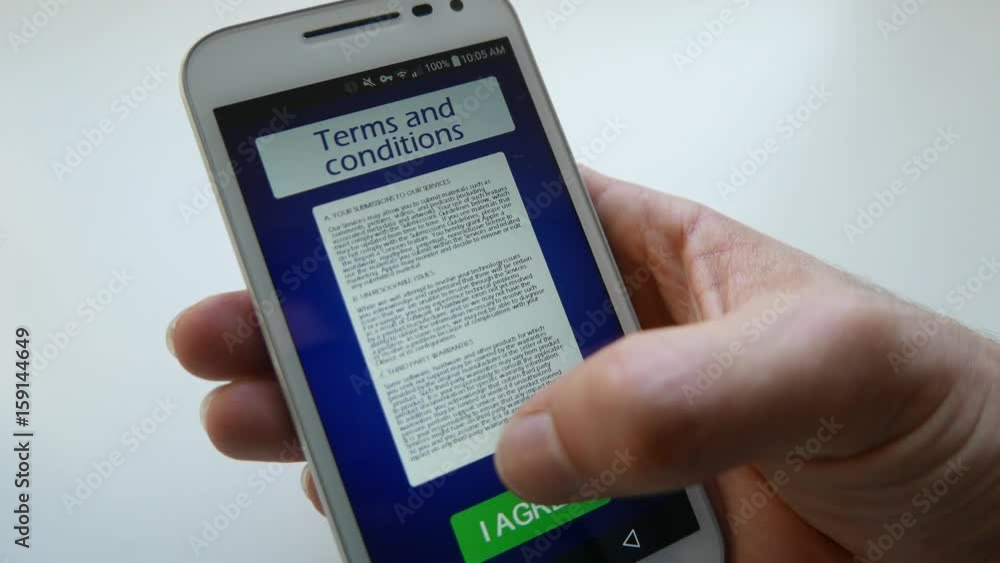 Reading and accepting the terms and conditions on a smartphone Reading and accepting the terms and conditions on a smartphone