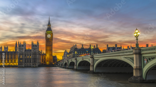 Big Ben and Houses of Parliament at sunset  London