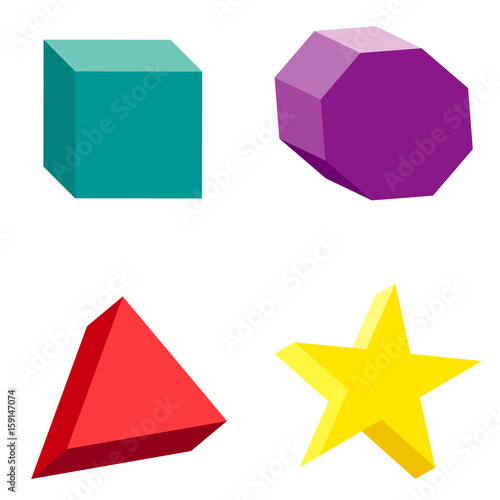 Free Download Colorful set of geometric shapes, platonic solids, vector illustration - GFXLoad