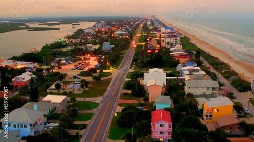 Orlando New Smyrna Beach on Atlantic coast beach near Daytona Beach Florida Aerial view Drone
